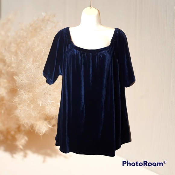 Penningtons Dress Top Navy Blue Velvet Size 1xl - Picture 1 of 4